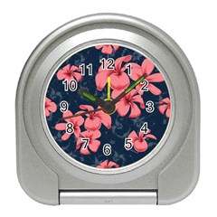 5902244 Pink Blue Illustrated Pattern Flowers Square Pillow Travel Alarm Clock