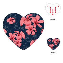 5902244 Pink Blue Illustrated Pattern Flowers Square Pillow Playing Cards Single Design (heart) by BlackRoseStore