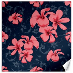 5902244 Pink Blue Illustrated Pattern Flowers Square Pillow Canvas 20  X 20 