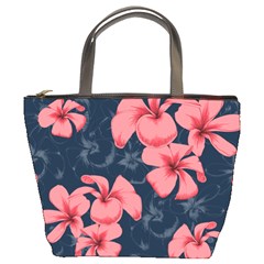 5902244 Pink Blue Illustrated Pattern Flowers Square Pillow Bucket Bag