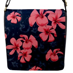 5902244 Pink Blue Illustrated Pattern Flowers Square Pillow Flap Closure Messenger Bag (s)