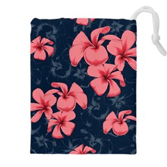 5902244 Pink Blue Illustrated Pattern Flowers Square Pillow Drawstring Pouch (4xl) by BlackRoseStore