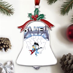 Bluey, Bluey Dad, Bluey Kids, Metal Holly Leaf Bell Ornament by avitendut