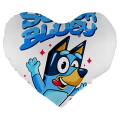 Super Bluey Large 19  Premium Flano Heart Shape Cushions