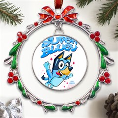 Super Bluey Metal X mas Wreath Ribbon Ornament