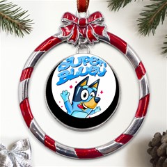 Super Bluey Metal Red Ribbon Round Ornament