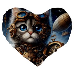 Maine Coon Explorer Large 19  Premium Heart Shape Cushions by CKArtCreations