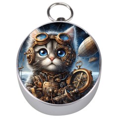 Maine Coon Explorer Silver Compasses by CKArtCreations