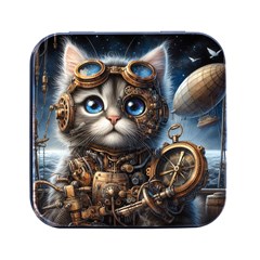 Maine Coon Explorer Square Metal Box (black) by CKArtCreations