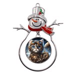 Maine Coon Explorer Metal Snowman Ornament Front