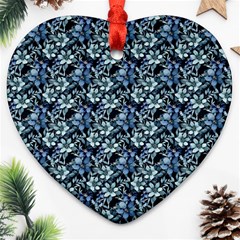 Blue Flowers 001 Ornament (heart) by DinkovaArt