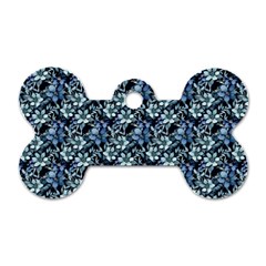 Blue Flowers 001 Dog Tag Bone (one Side) by DinkovaArt