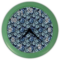 Blue Flowers 001 Color Wall Clock by DinkovaArt