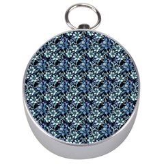 Blue Flowers 001 Silver Compasses by DinkovaArt