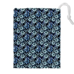 Blue Flowers 001 Drawstring Pouch (5xl) by DinkovaArt