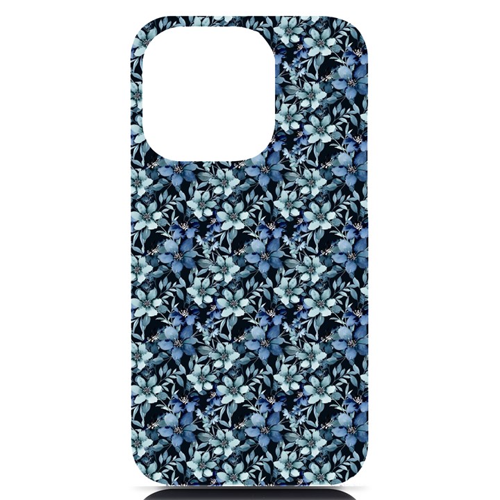 Blue Flowers 001 iPhone 14 Pro Black UV Print Case