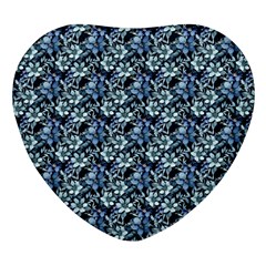 Blue Flowers 001 Heart Glass Fridge Magnet (4 Pack) by DinkovaArt