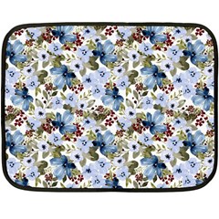 Blue Flowers Fleece Blanket (mini) by DinkovaArt