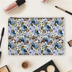 Blue Flowers Cosmetic Bag (large) by DinkovaArt