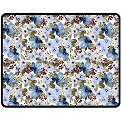 Blue Flowers Two Sides Fleece Blanket (medium) by DinkovaArt