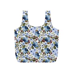 Blue Flowers Full Print Recycle Bag (s) by DinkovaArt