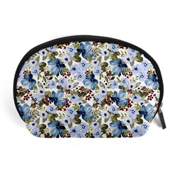 Blue Flowers Accessory Pouch (large) by DinkovaArt