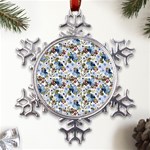 Blue Flowers Metal Large Snowflake Ornament Front