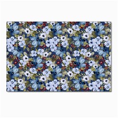 Blue Flowers 2 Postcard 4 x 6  (pkg Of 10) by DinkovaArt