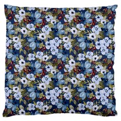 Blue Flowers 2 Large Cushion Case (one Side) by DinkovaArt