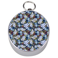 Blue Flowers 2 Silver Compasses by DinkovaArt