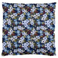 Blue Flowers 2 16  Baby Flannel Cushion Case (two Sides) by DinkovaArt