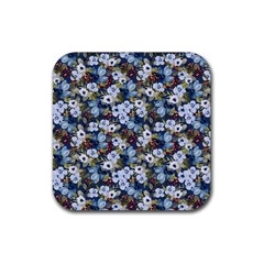 Blue Flowers Blue Flowers 2 Rubber Coaster (square) by DinkovaArt