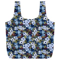 Blue Flowers Blue Flowers 2 Full Print Recycle Bag (xxl) by DinkovaArt