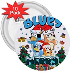 Bluey birthday 3  Buttons (10 pack)  Front