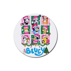 Bluey Christmas Rubber Coaster (round) by avitendut