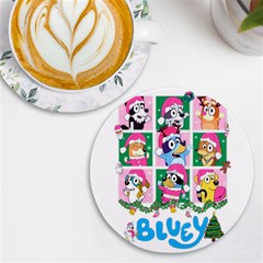 Bluey Christmas Uv Print Round Tile Coaster by avitendut