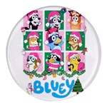 bluey christmas Round Glass Fridge Magnet (4 pack) Front