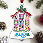 bluey christmas Metal Holly Leaf Bell Ornament Front