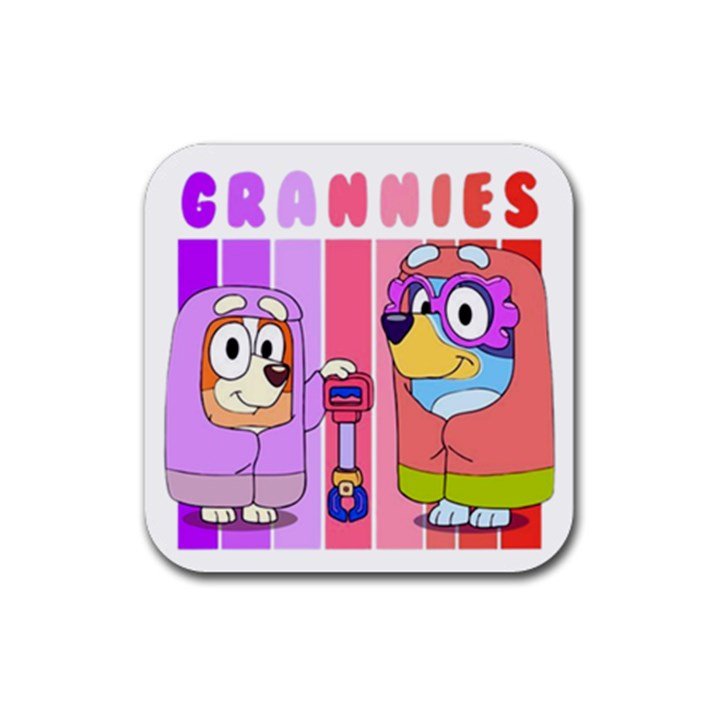 grannies bluey Rubber Coaster (Square)