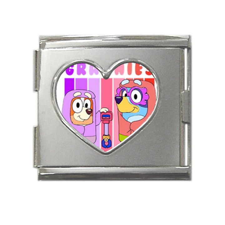 grannies bluey Mega Link Heart Italian Charm (18mm)