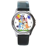 Bluey birthday Round Metal Watch Front