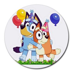 Bluey Birthday Round Mousepad by avitendut