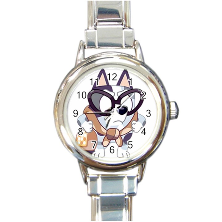 bluey funny Round Italian Charm Watch