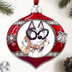 Bluey Christmas Metal Snowflake And Bell Red Ornament