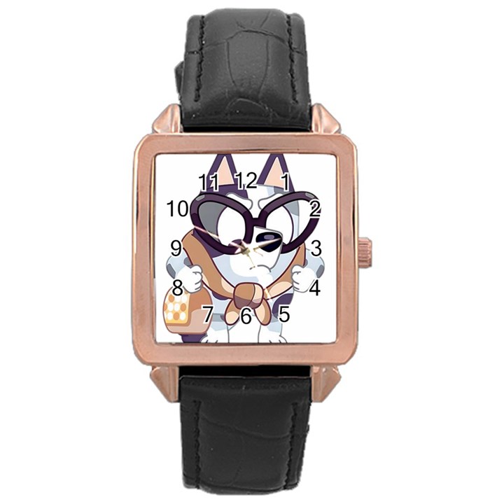 bluey funny Rose Gold Leather Watch 