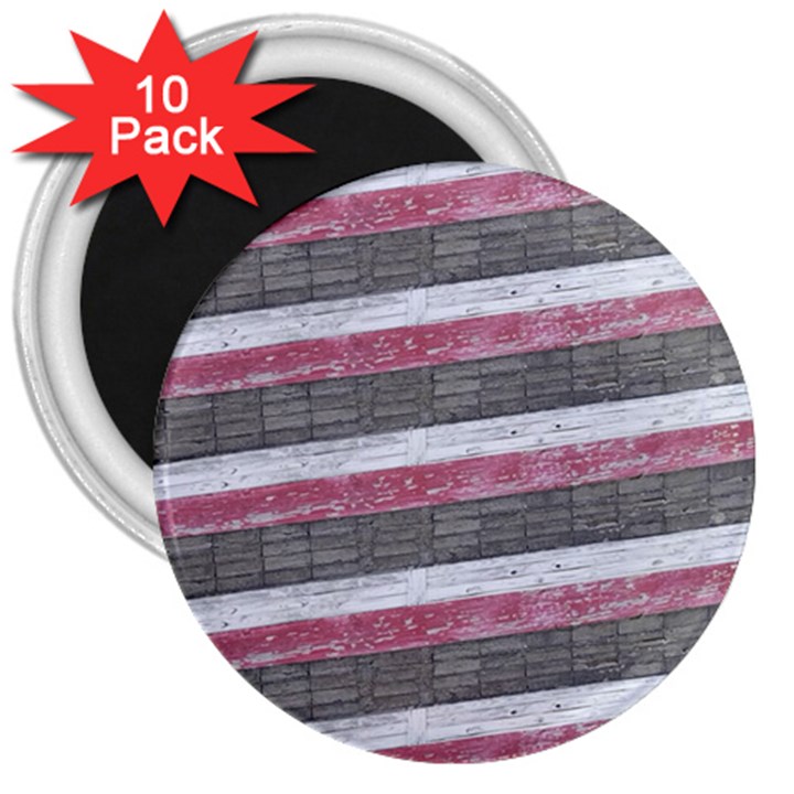 Vintage Vibrant Stripes Pattern Print Design 3  Magnets (10 pack) 