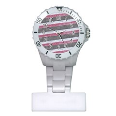 Vintage Vibrant Stripes Pattern Print Design Plastic Nurses Watch by dflcprintsclothing