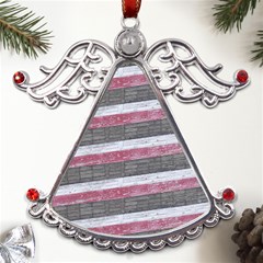 Vintage Vibrant Stripes Pattern Print Design Metal Angel With Crystal Ornament by dflcprintsclothing