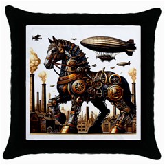 Steampunk Horse Punch 1 Throw Pillow Case (black) by CKArtCreations