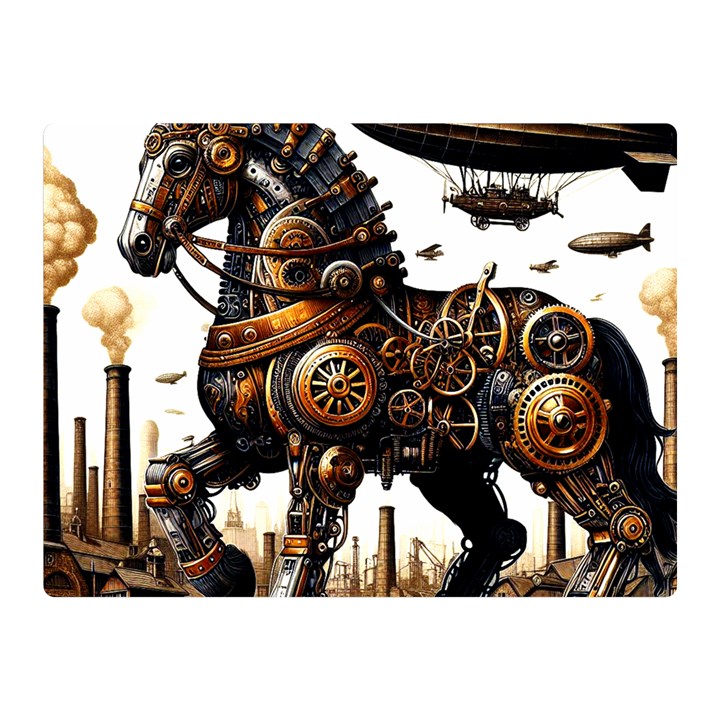 Steampunk Horse Punch 1 Two Sides Premium Plush Fleece Blanket (Mini)